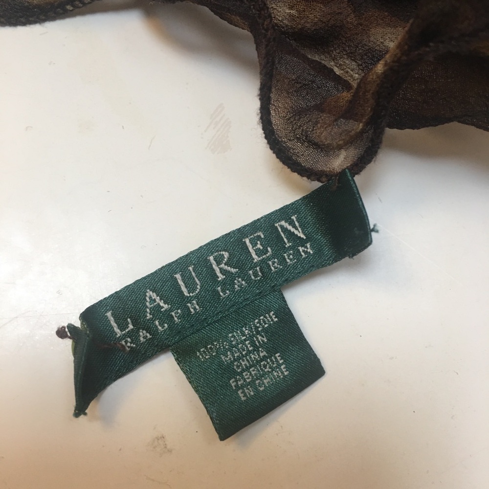 Lauren Ralph Lauren silk dual print scarf purple leopard - Picture 5 of 5